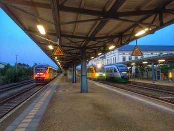 Train at railroad station platform