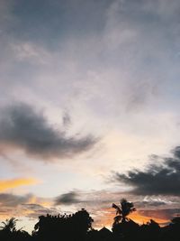 Low angle view of silhouette trees against sky during sunset