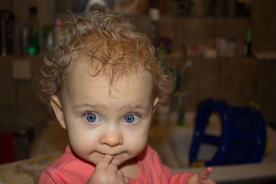 Portrait of cute girl at home