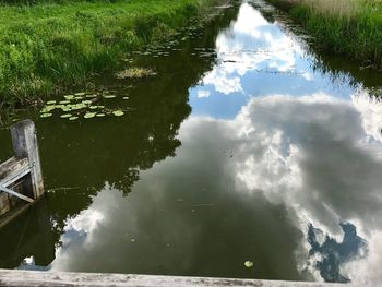 Reflection of sky on lake