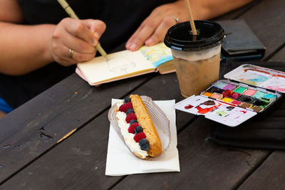 High angle view of food on table