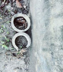 Close-up high angle view of pipe