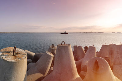 Panoramic view of sea against sky during sunset