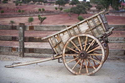 Old rusty bicycle on field