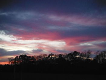 Silhouette trees against sky during sunset