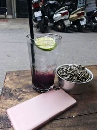 Close-up of drink on table