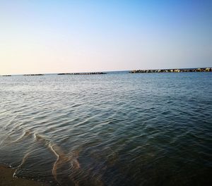 Scenic view of sea against clear sky