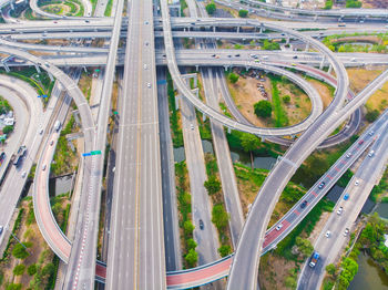 High angle view of highway in city