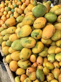 High angle view of fruits for sale at market stall