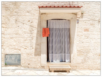 Closed door of building