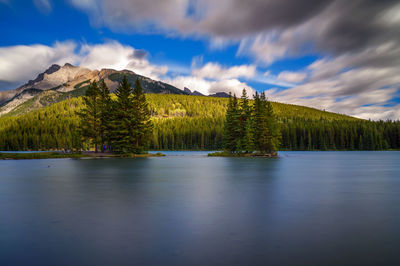 Scenic view of lake against sky