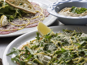 Close-up of fresh meal on table