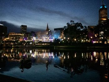 Illuminated city at night