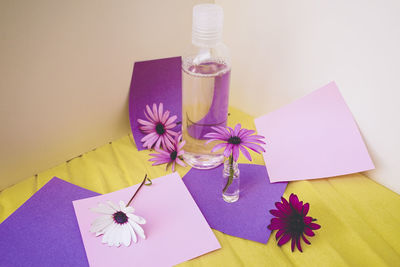 Close-up of christmas decorations on table