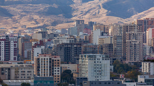 High angle view of buildings in city