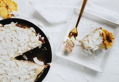 High angle view of ice cream in plate