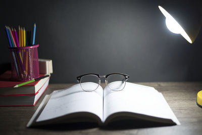 Close-up of books on table