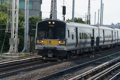 Train on railroad station platform