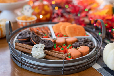 Close-up of food on table