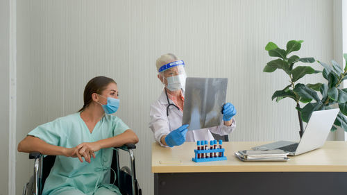 Woman working on table