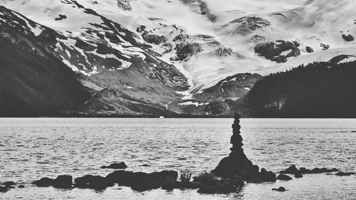 Scenic view of lake and mountains