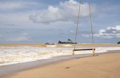 Scenic view of beach against sky