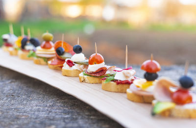 Close-up of dessert on table