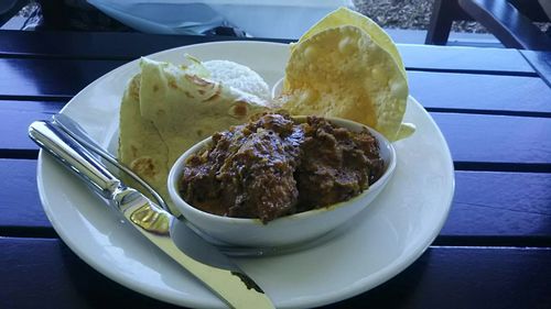 Close-up of dessert in plate on table