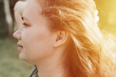 Close-up portrait of a young woman