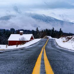 Surface level of road during winter