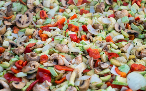 Fresh sliced vegetables on the hob