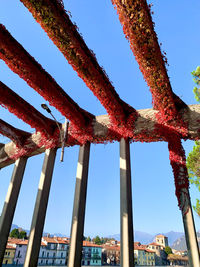Low angle view of built structure against clear blue sky