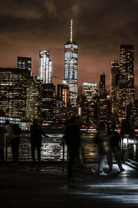 Illuminated city at night