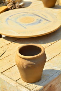 High angle view of tea on table