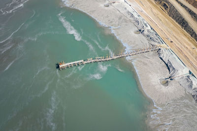 High angle view of a boat in sea