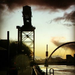 View of buildings at sunset