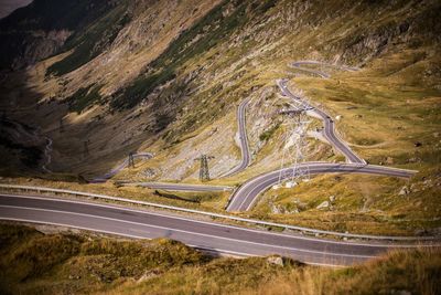 High angle view of cars moving on road