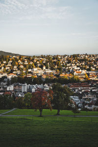 View of townscape against sky