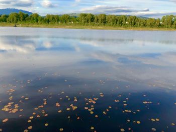 Scenic view of lake against sky