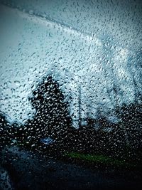 Full frame shot of raindrops on glass window