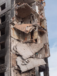 Russia's war against ukraine. russian bomb hit civilian buildings. war in ukraine, ruined building