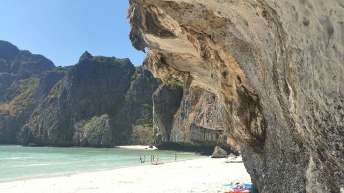Rock formations by sea at phuket province
