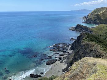 High angle view of beach against sky