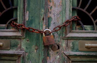 Close-up of rusty metal door