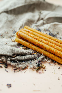 Close-up of food on table