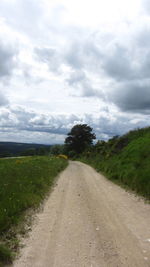 Road amidst field against sky