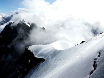 Scenic view of snow mountains against sky