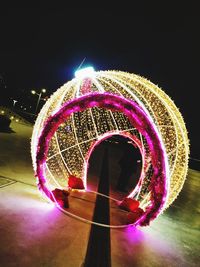 Illuminated ferris wheel at night