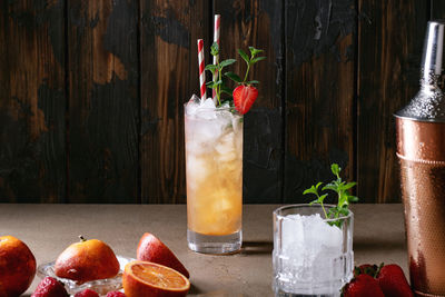 Close-up of fruits on table