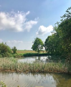 Scenic view of lake against sky